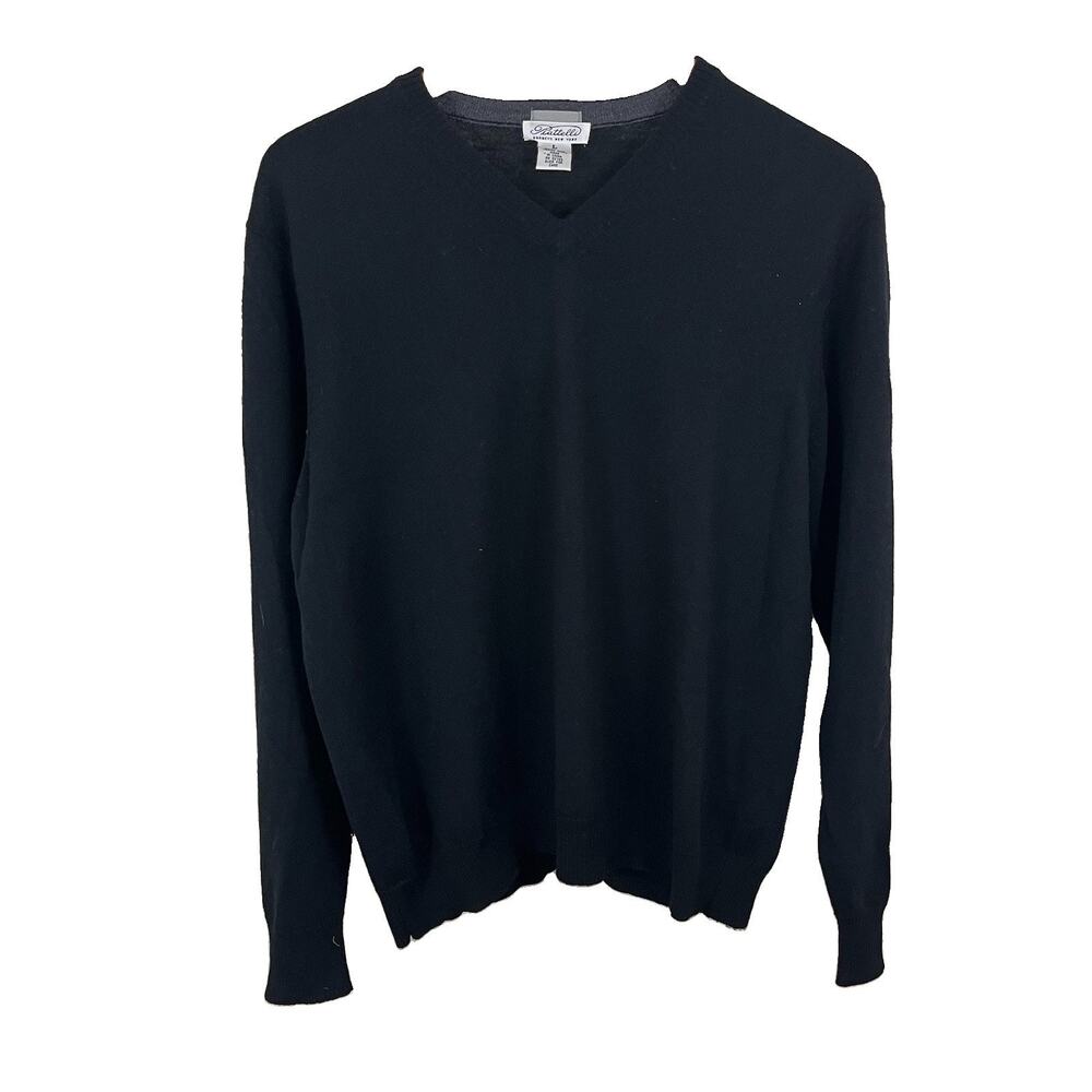 Piattelli Barneys New York Merino Wool Sweater Mens Large V-Neck Black
